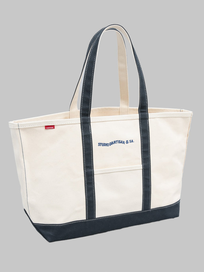 Studio DArtisan 7575 25oz Canvas Tote Bag Ivory Navy