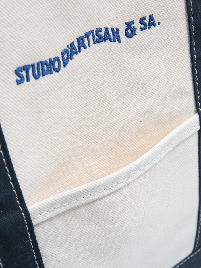 Studio DArtisan 7575 25oz Canvas Tote Bag Ivory Navy pocket