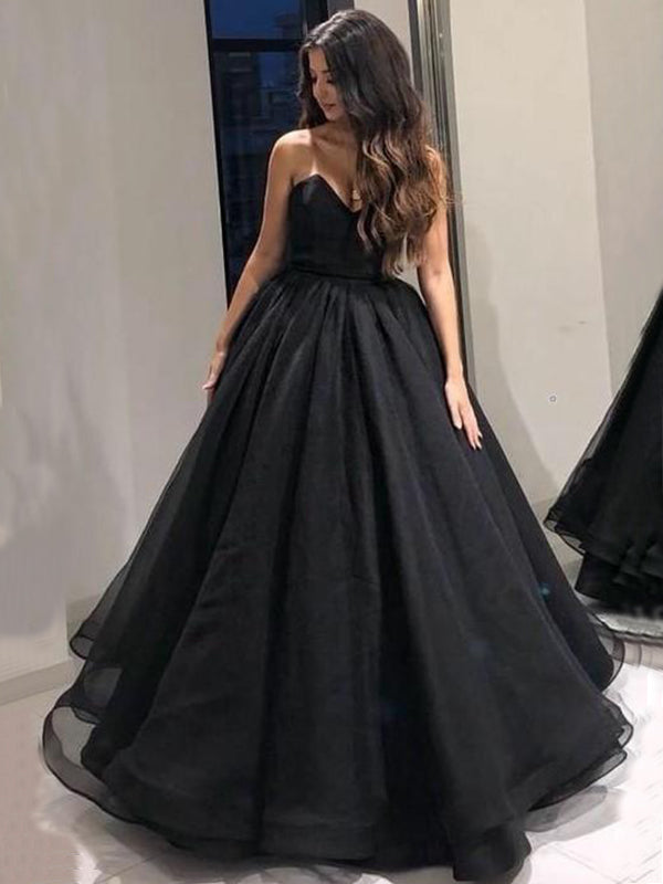 Stunning A-line Black Organza-Sweetheart Layered Prom Dresses PD1983