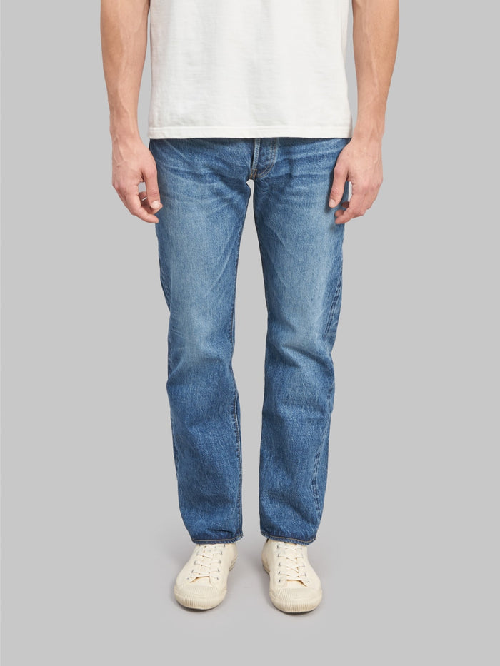 sugar cane 1947 stonewashed regular straight selvedge jeans front look