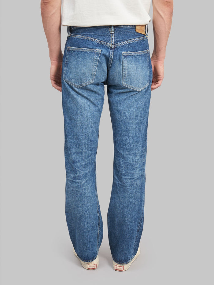 sugar cane 1947 stonewashed regular straight selvedge jeans back look