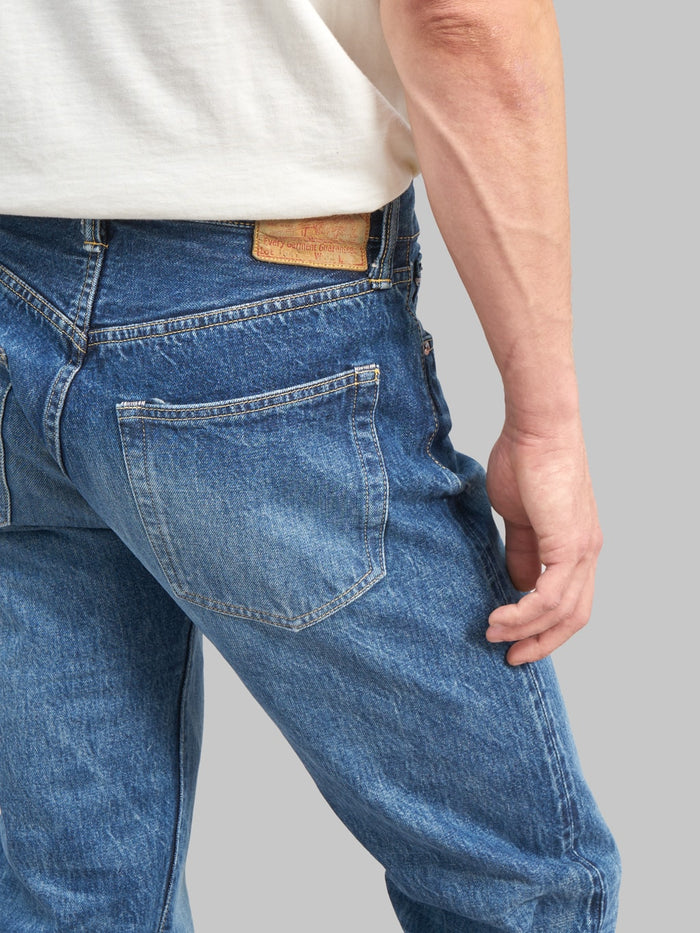 sugar cane 1947 stonewashed regular straight selvedge jeans back pocket