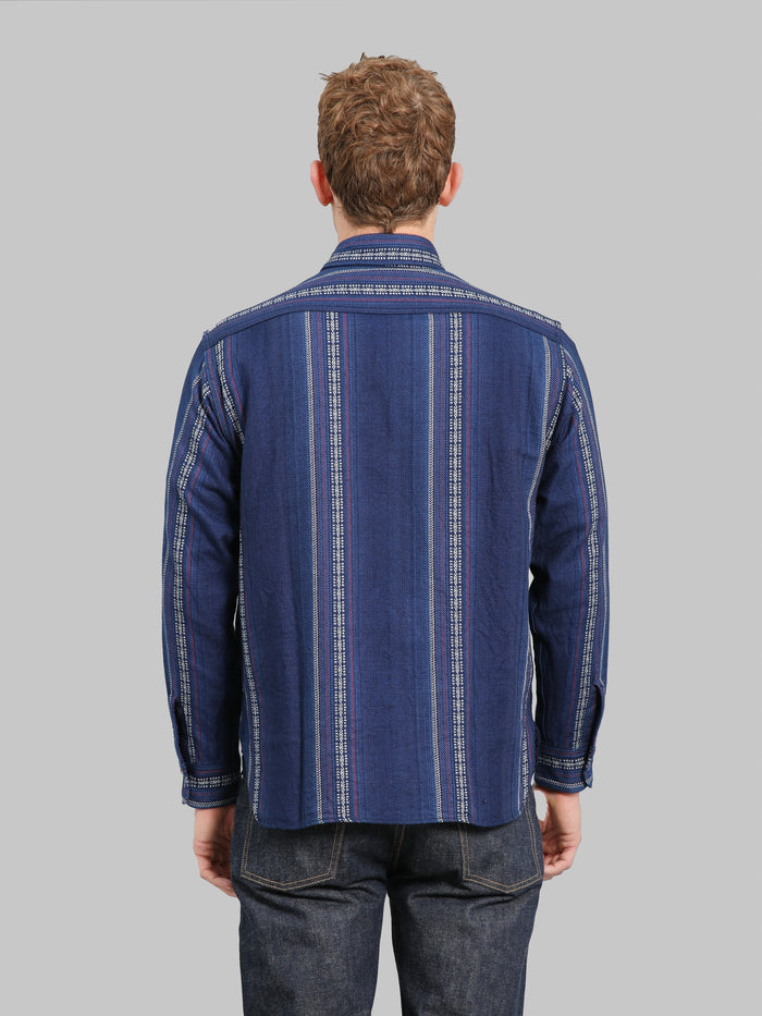 Sugar Cane Native American Indigo Dobby Work Shirt back look