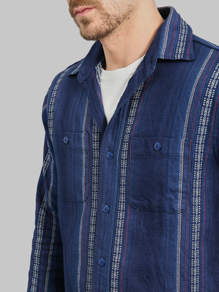 Sugar Cane Native American Indigo Dobby Work Shirt pocket