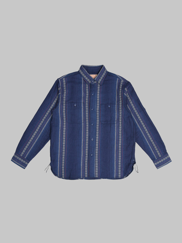 Sugar Cane Native American Indigo Dobby Work Shirt front