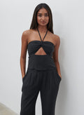 Sachi Is 5’7” & Wears Size UK 8|Suki Halter Top - Black