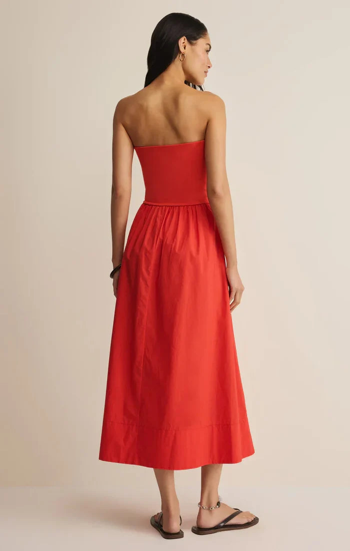 Sunsought Strapless Midi Dress | Lychee