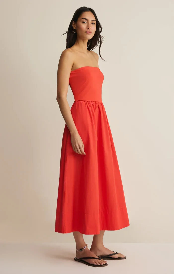 Sunsought Strapless Midi Dress | Lychee