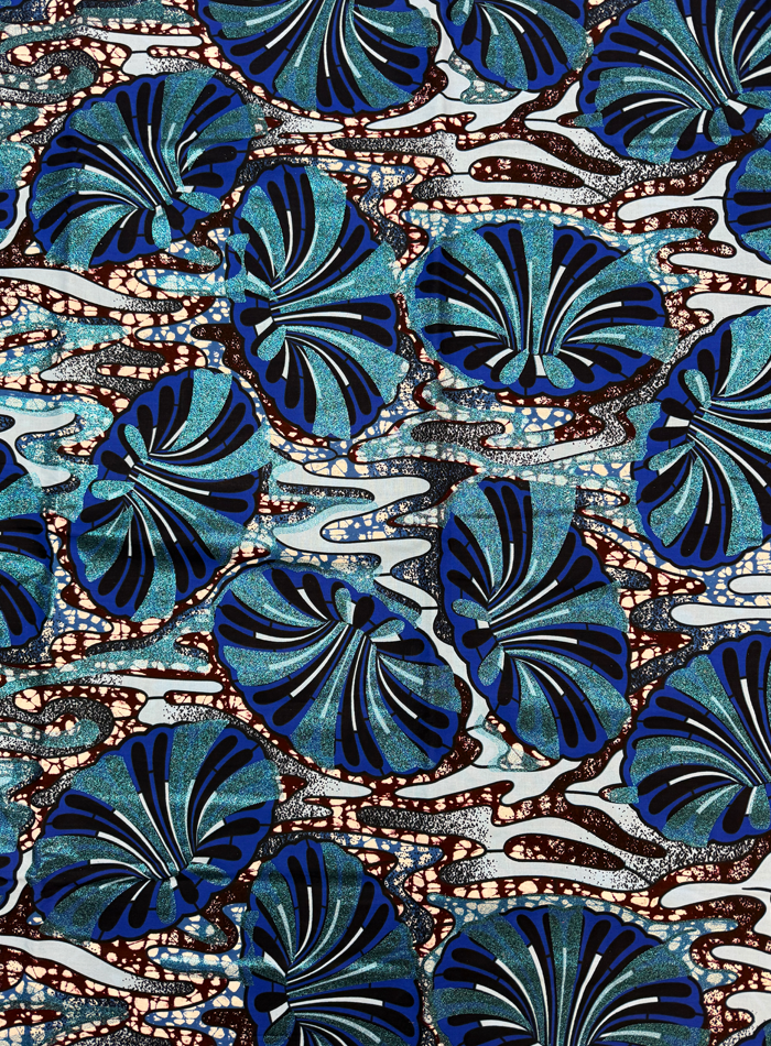 Super Gold Wax Print - Metallic Blue Brown White Royal Blue Dark Blue Black