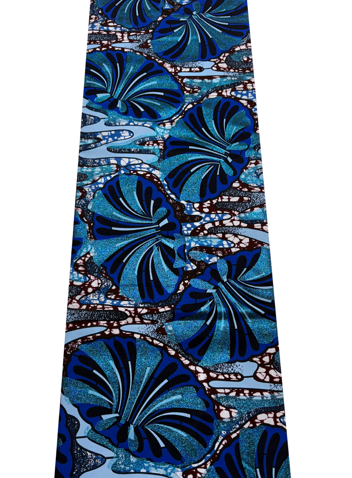 Super Gold Wax Print - Metallic Blue Brown White Royal Blue Dark Blue Black