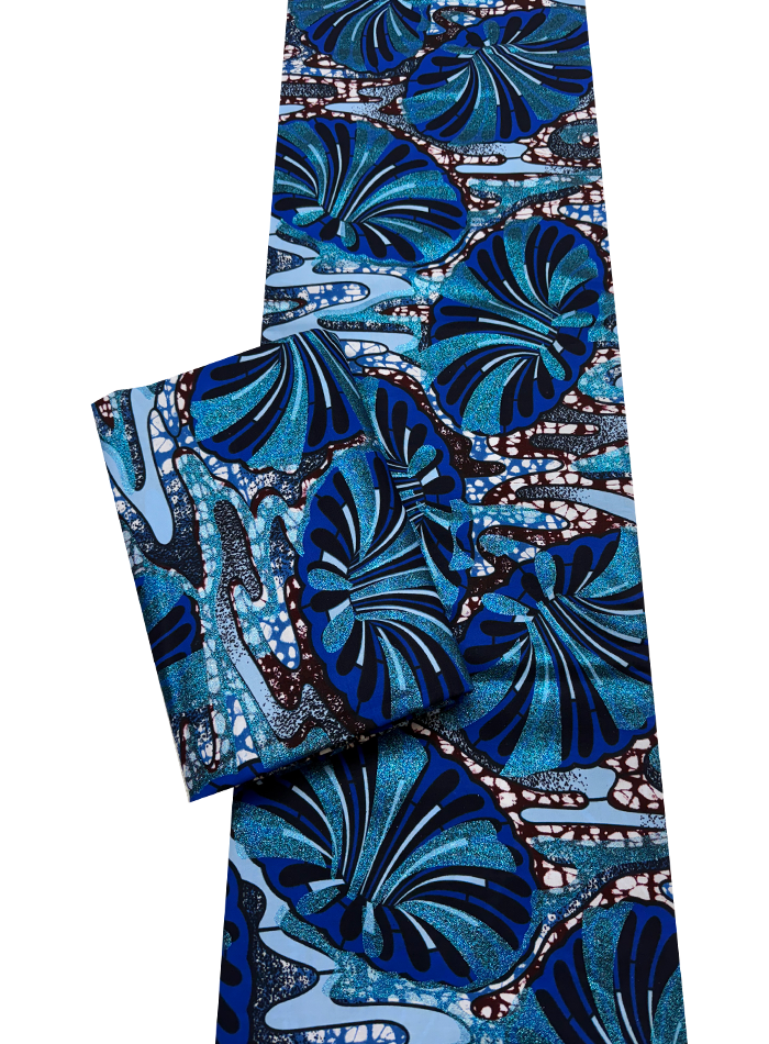 Super Gold Wax Print - Metallic Blue Brown White Royal Blue Dark Blue Black