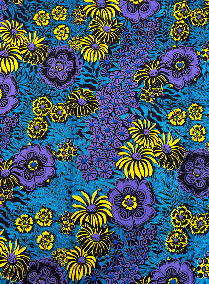 Super Gold Wax Print - Metallic Blue Lilac Yellow Dark Blue Black