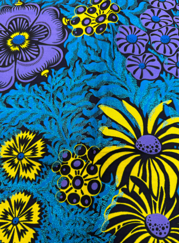 Super Gold Wax Print - Metallic Blue Lilac Yellow Dark Blue Black
