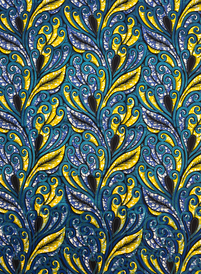 Super Gold Wax Print - Metallic Blue Yellow Dark Blue White Purple Black