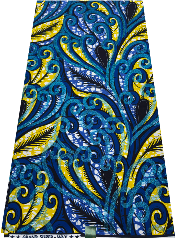 Super Gold Wax Print - Metallic Blue Yellow Dark Blue White Purple Black