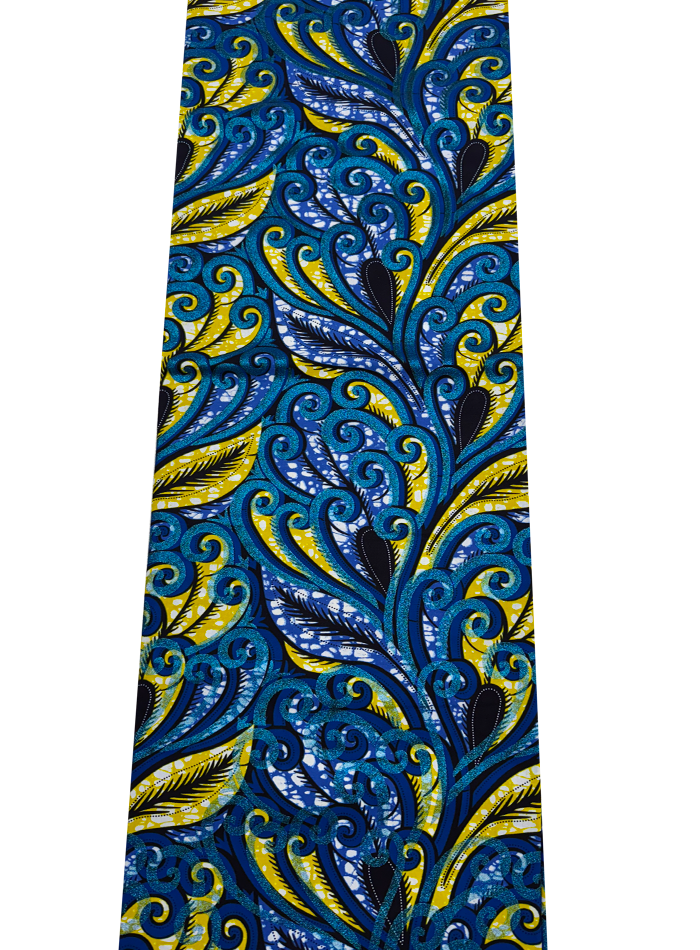Super Gold Wax Print - Metallic Blue Yellow Dark Blue White Purple Black