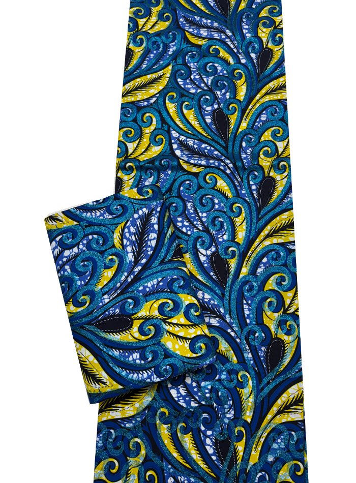 Super Gold Wax Print - Metallic Blue Yellow Dark Blue White Purple Black