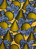 Super Gold Wax Print - Metallic Gold Blue White Black Light-Orange
