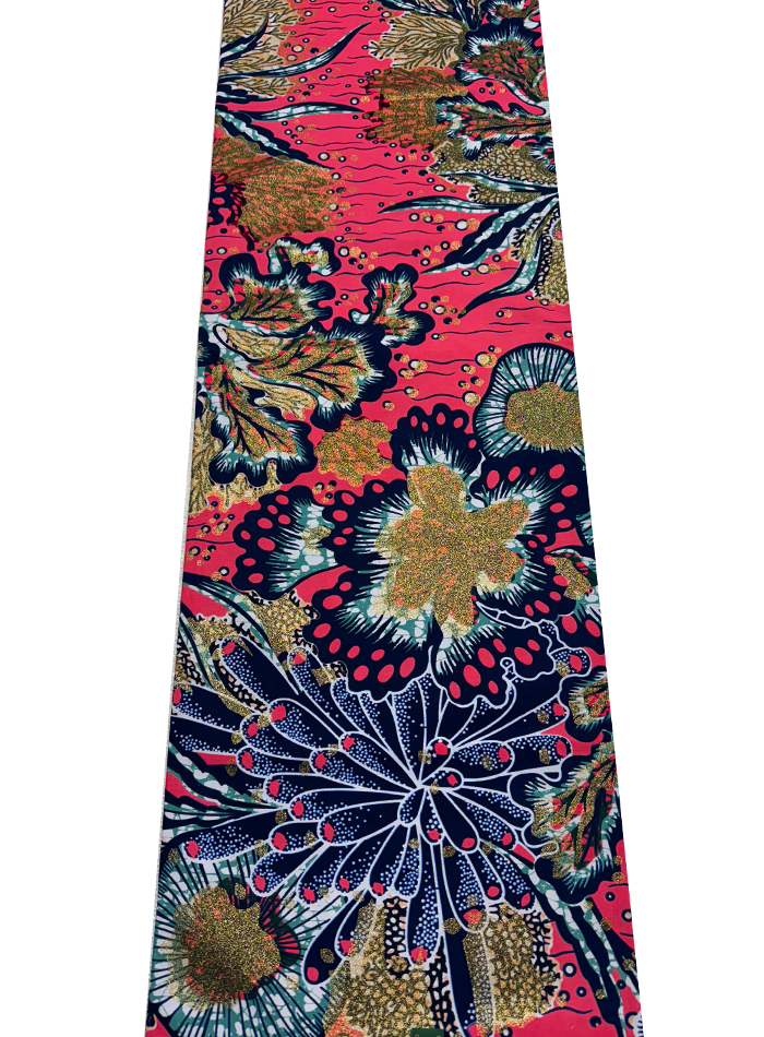 Super Gold Wax Print - Metallic Gold Peach Navy-Blue Blush White Green Light-Green