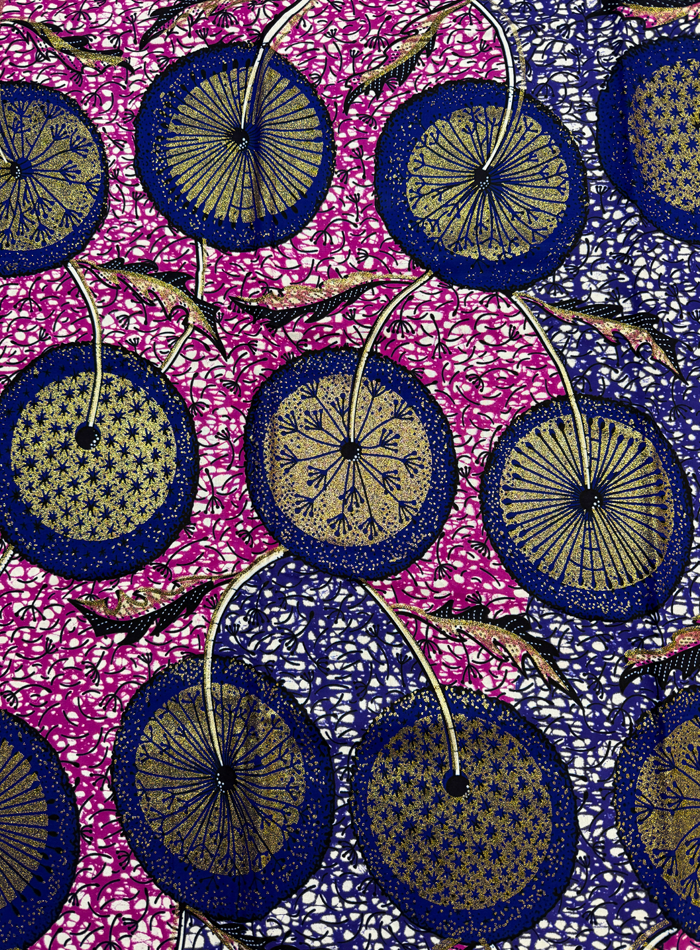 Super Gold Wax Print - Metallic Gold Pink Black Dark Blue Royal Blue White