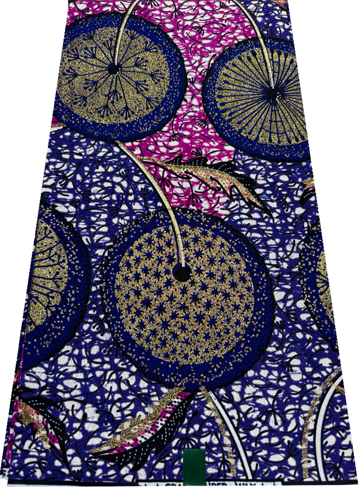 Super Gold Wax Print - Metallic Gold Pink Black Dark Blue Royal Blue White