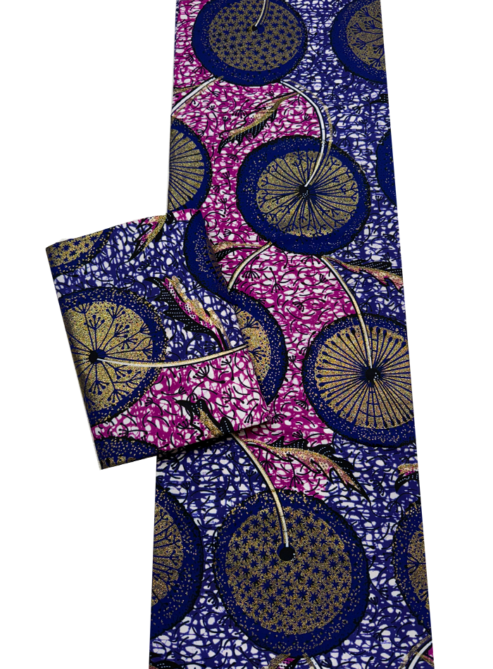 Super Gold Wax Print - Metallic Gold Pink Black Dark Blue Royal Blue White