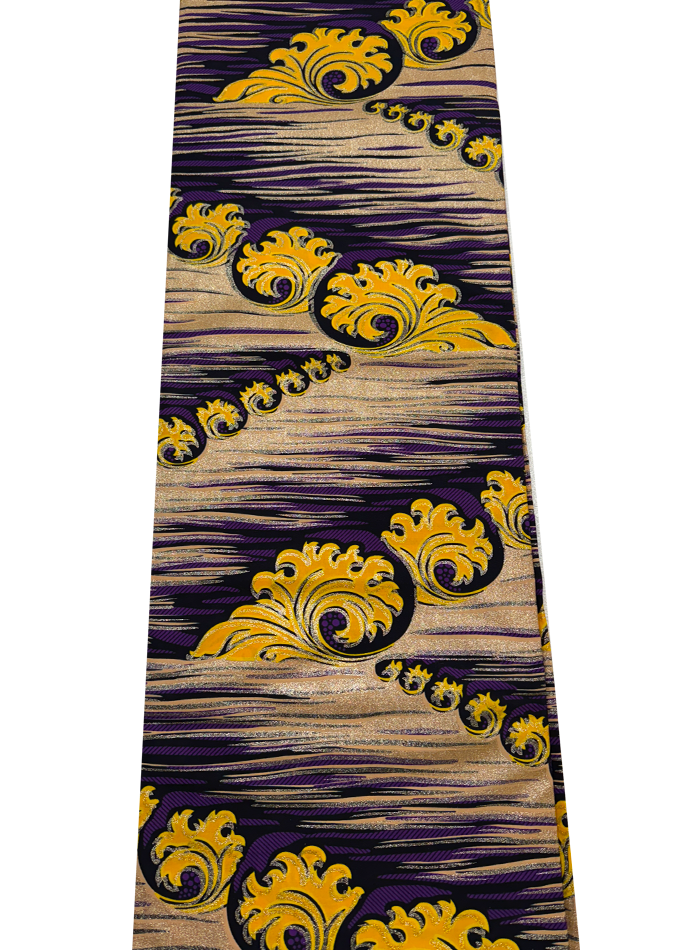 Super Gold Wax Print - Metallic Gold Purple Yellow Dark Blue Black