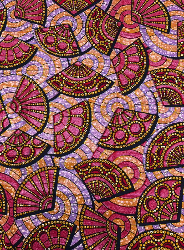 Super Gold Wax Print - Metallic Lilac Red Gold Dark Blue White Lilac Black