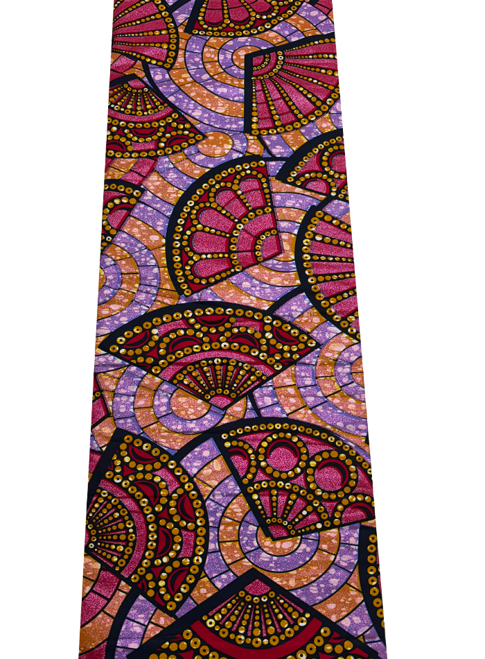 Super Gold Wax Print - Metallic Lilac Red Gold Dark Blue White Lilac Black