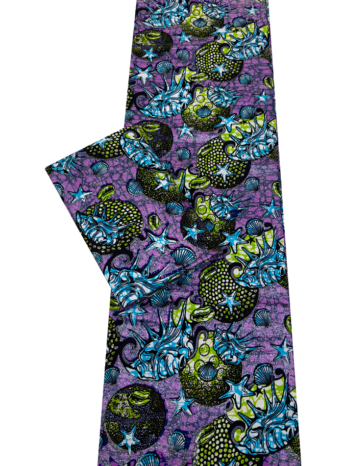 Super Gold Wax Print - Metallic Silver Lime-Green Lilac White Dark Blue Turquoise Black