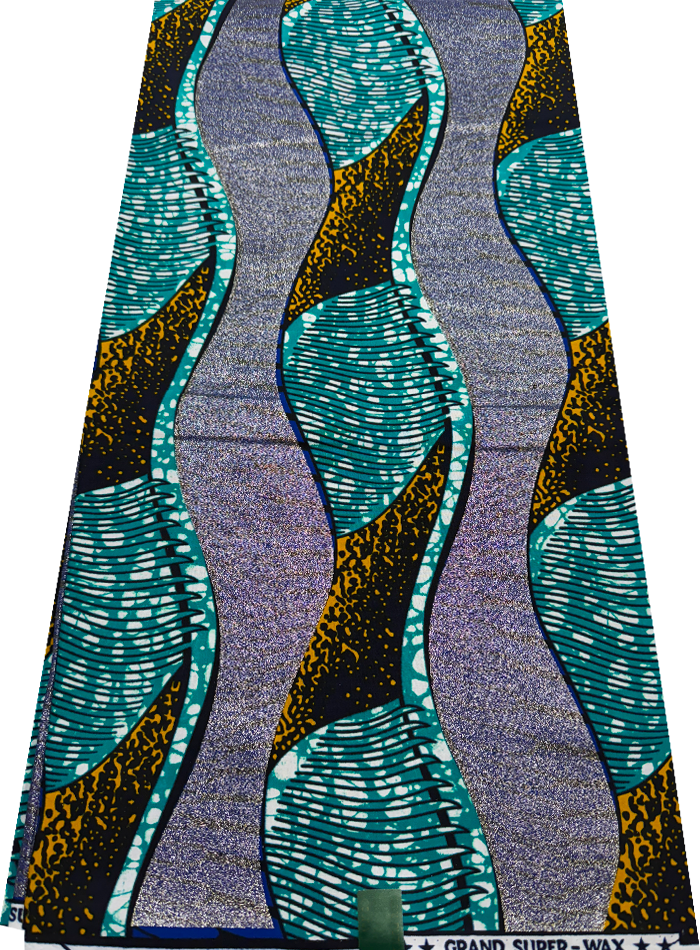 Super Gold Wax Print - Metallic Silver Teal Green White Royal Blue Yellow Dark Blue Black