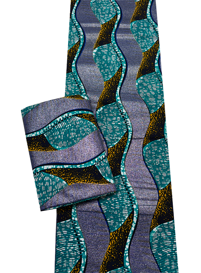 Super Gold Wax Print - Metallic Silver Teal Green White Royal Blue Yellow Dark Blue Black
