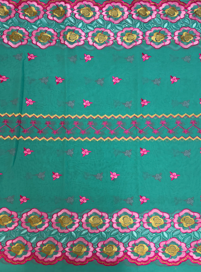 Swiss Voile Lace with Tiny Stone- Mint Green  Pink Yellow Gold