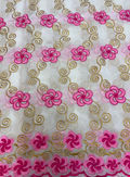 Swiss Voile Lace with Tiny Stone- White Pink Gold
