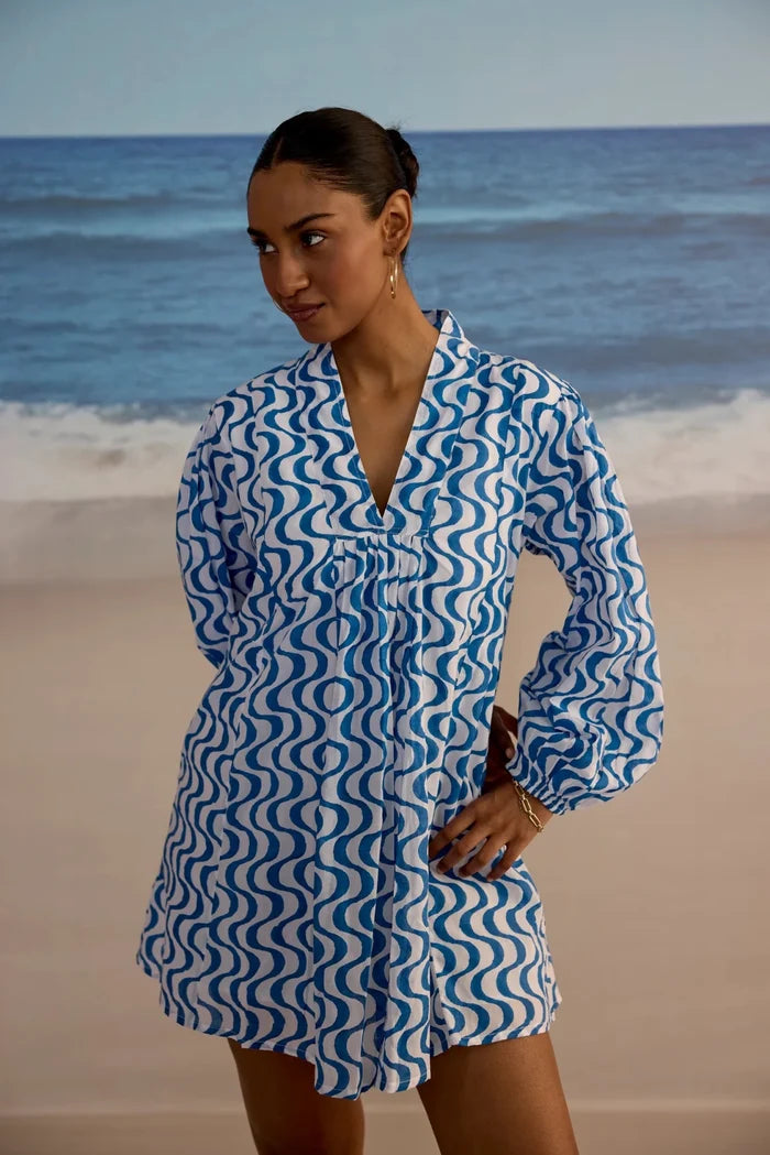 SZ Block Prints - Lara Dress Wavy Print - Kalifornia Jean Bar