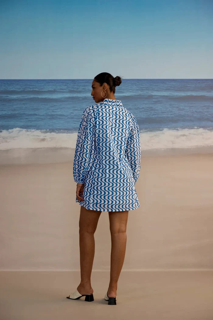 SZ Block Prints - Lara Dress Wavy Print - Kalifornia Jean Bar