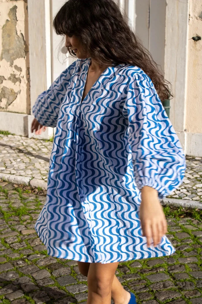 SZ Block Prints - Lara Dress Wavy Print - Kalifornia Jean Bar