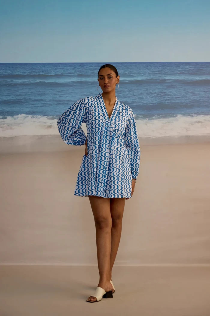 SZ Block Prints - Lara Dress Wavy Print - Kalifornia Jean Bar