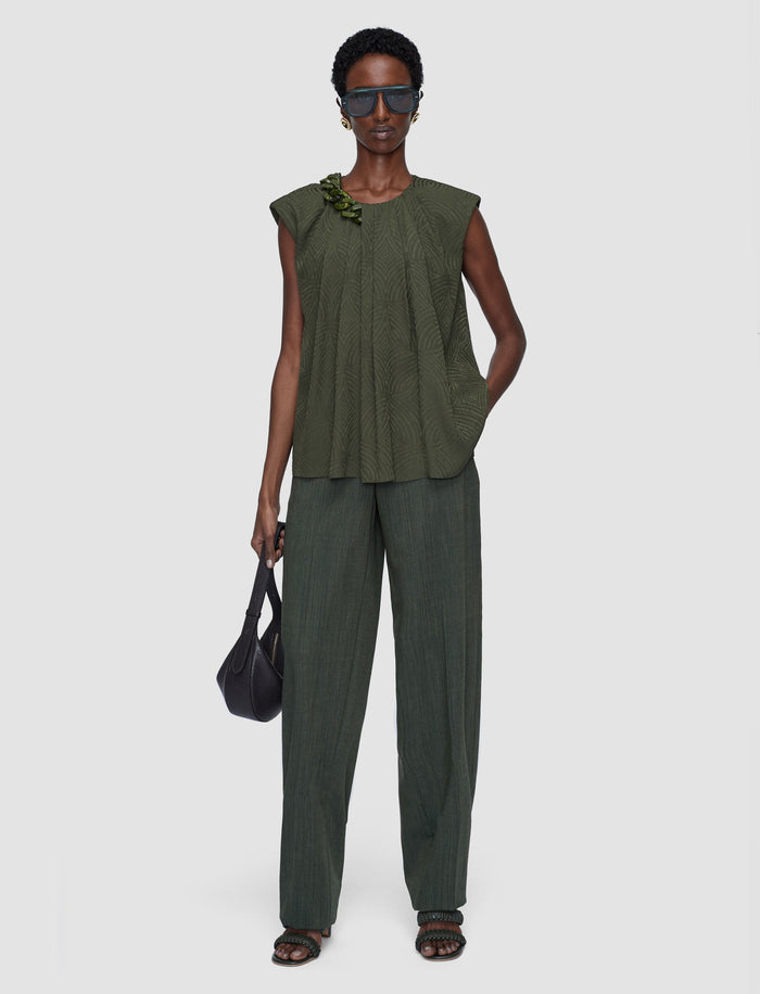 Green Taddart Jacquard Silk Top - Joseph