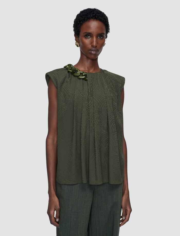 Green Taddart Jacquard Silk Top - Joseph