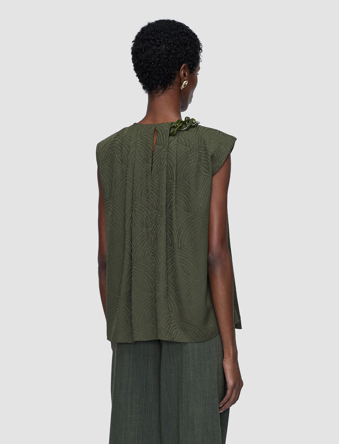 Green Taddart Jacquard Silk Top - Joseph