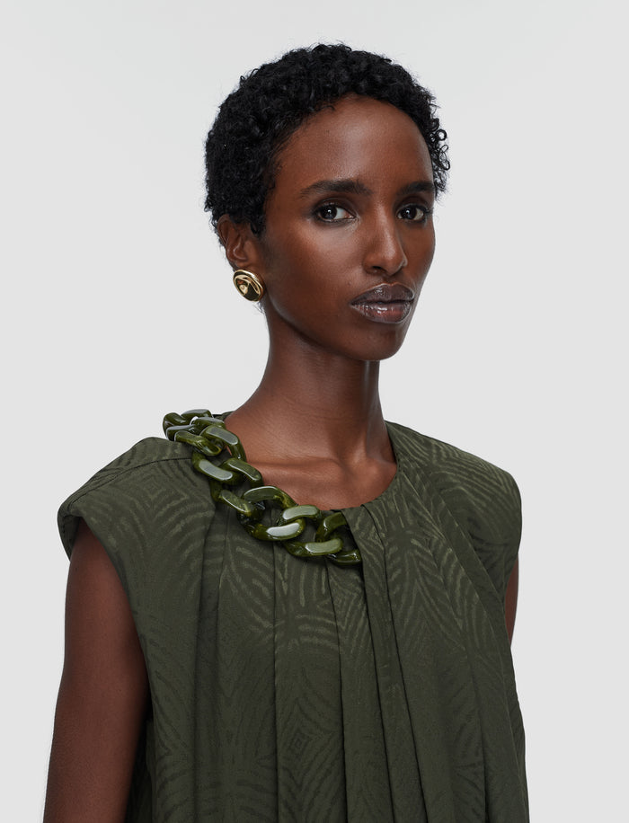 Green Taddart Jacquard Silk Top - Joseph