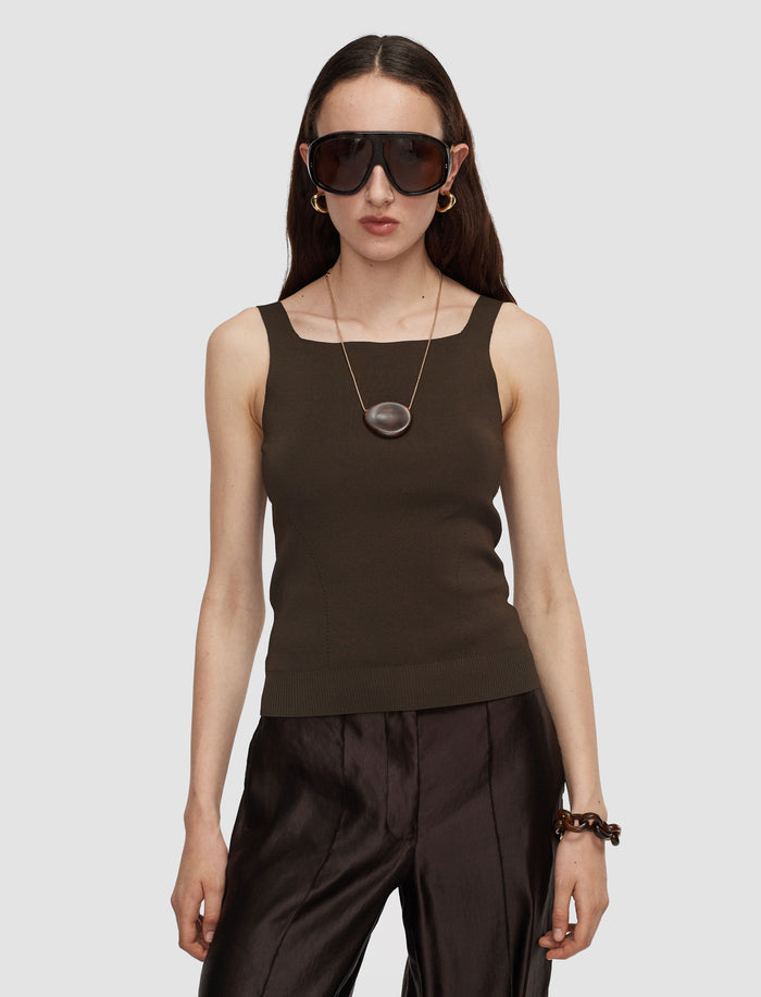 Brown Talos Light Viscose Vest Top - Joseph