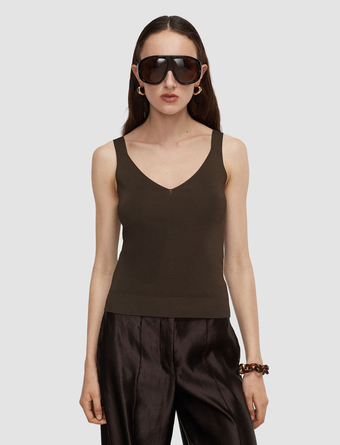 Brown Talos Light Viscose Vest Top - Joseph