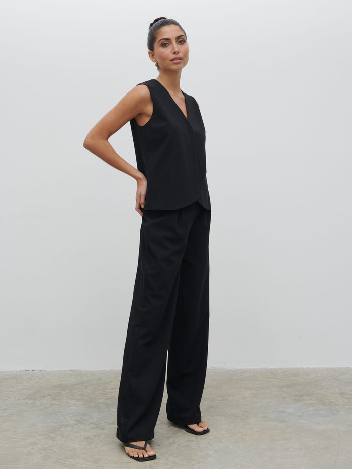 Lygia Is 5'9" & Wears Size UK 8|Taya Tailored Waistcoat - Black