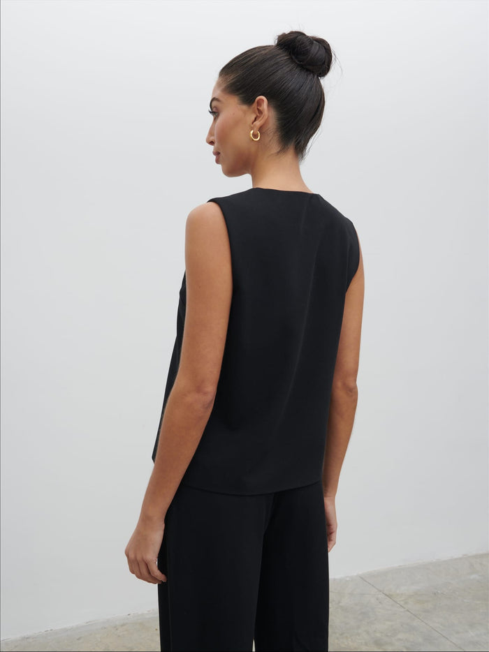 Lygia Is 5'9" & Wears Size UK 8|Taya Tailored Waistcoat - Black