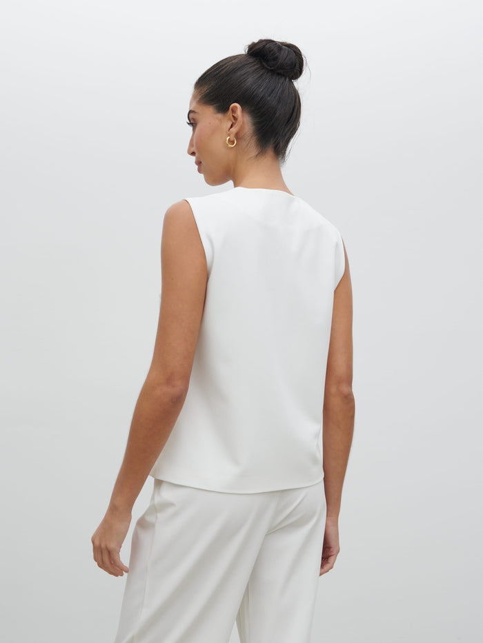 Lygia Is 5'9" & Wears Size UK 8|Taya Tailored Waistcoat - Cream