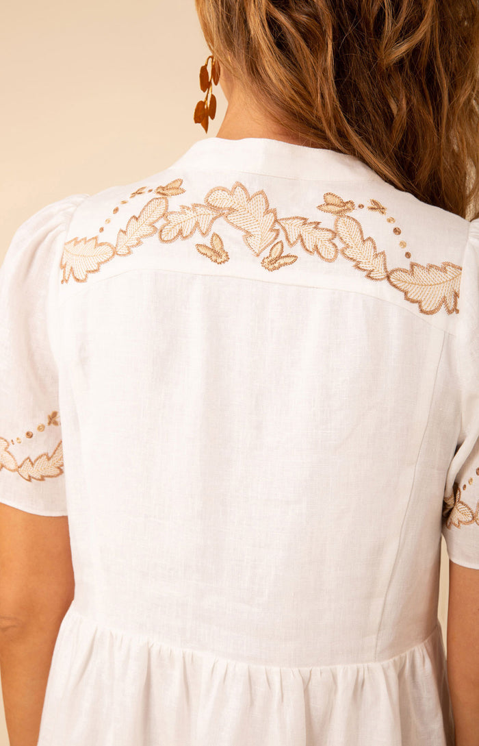 Teagan Embroidered Linen Dress, color_ivory