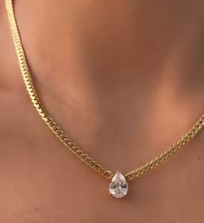 Tear Drop Solitaire Necklace