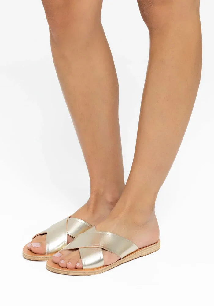 Sandals Ancient Greek Sandals Thais Vachetta Sandals Platinum Apoella